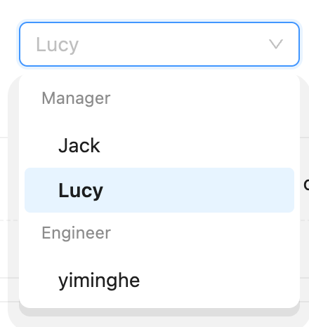 grouping concept on a Combobox component in Ant Design.
