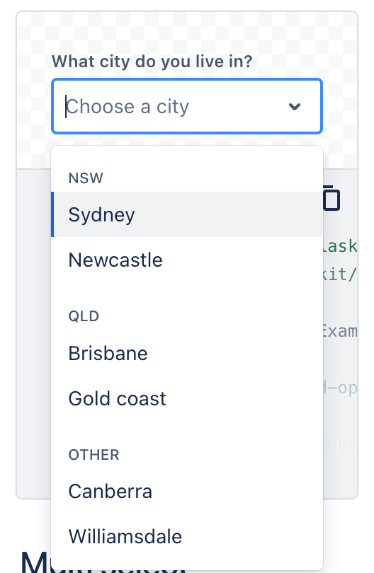 grouping concept on a Combobox component in Atlaskit.