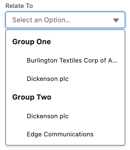 grouping concept on a Combobox component in Lightning Design System.