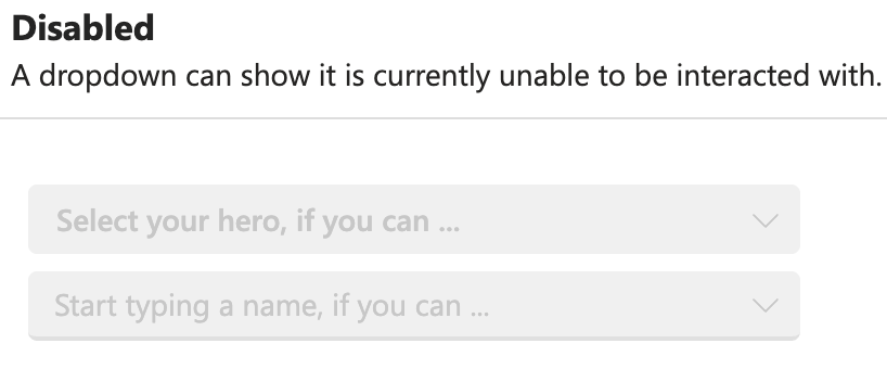 disabled concept on a Combobox component in Stardust UI.