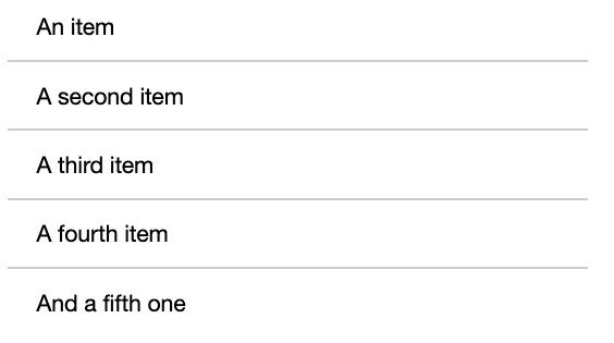 flush concept on a List component in Boosted.