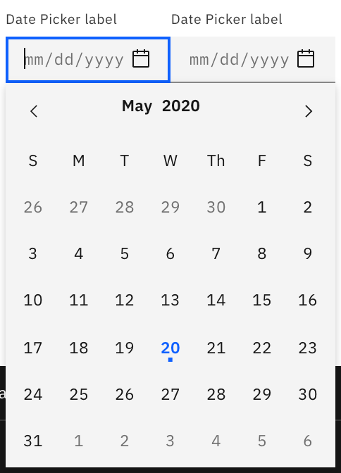 range concept on a Datepicker component in Carbon Design System.