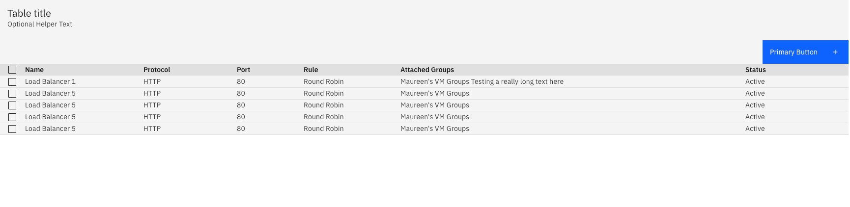 compact concept on a Table component in Carbon Design System.