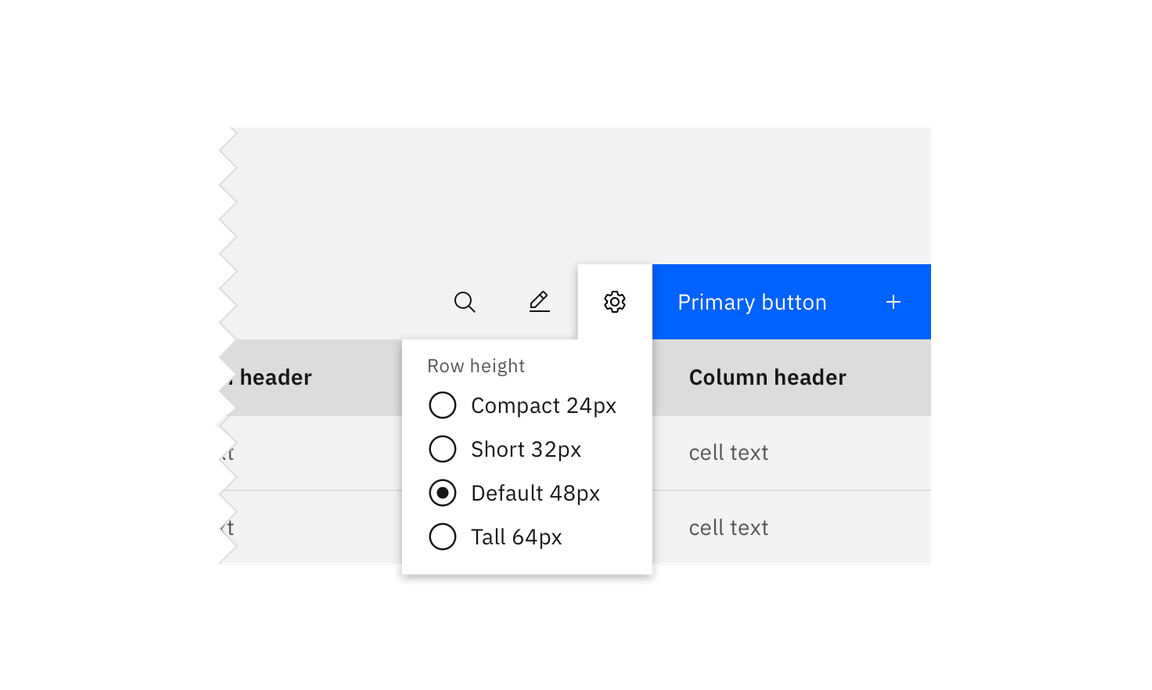 toolbar concept on a Table component in Carbon Design System.
