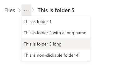overflow concept on a Breadcrumb component in UI Fabric.