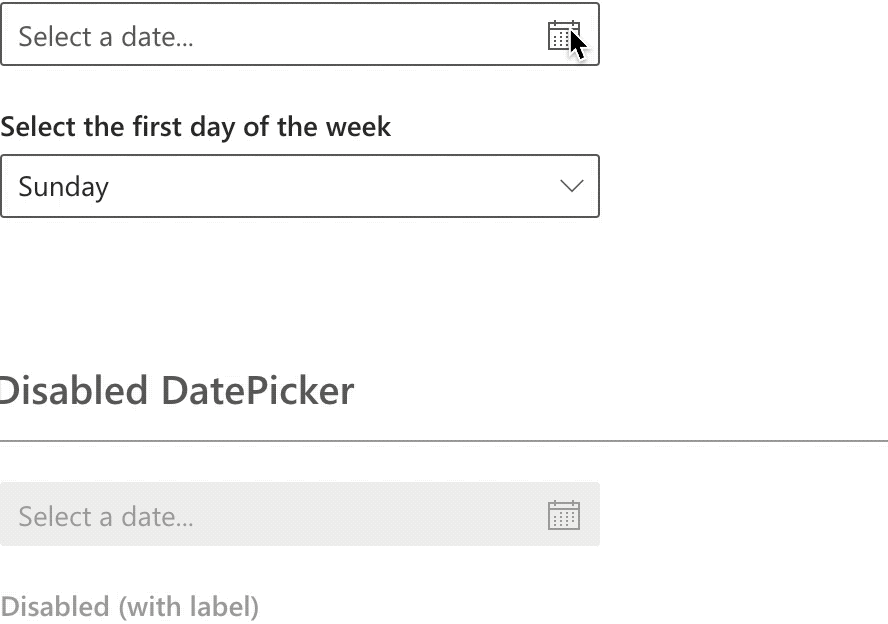date-time picker concept on a Popup component in UI Fabric.