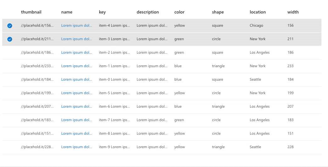 drag-n-drop-sorting concept on a Table component in UI Fabric.