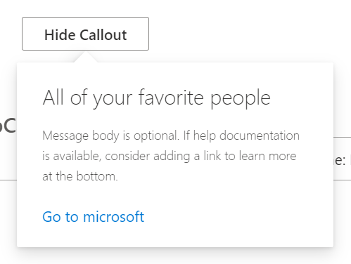 misc concept on a Popup component in UI Fabric.