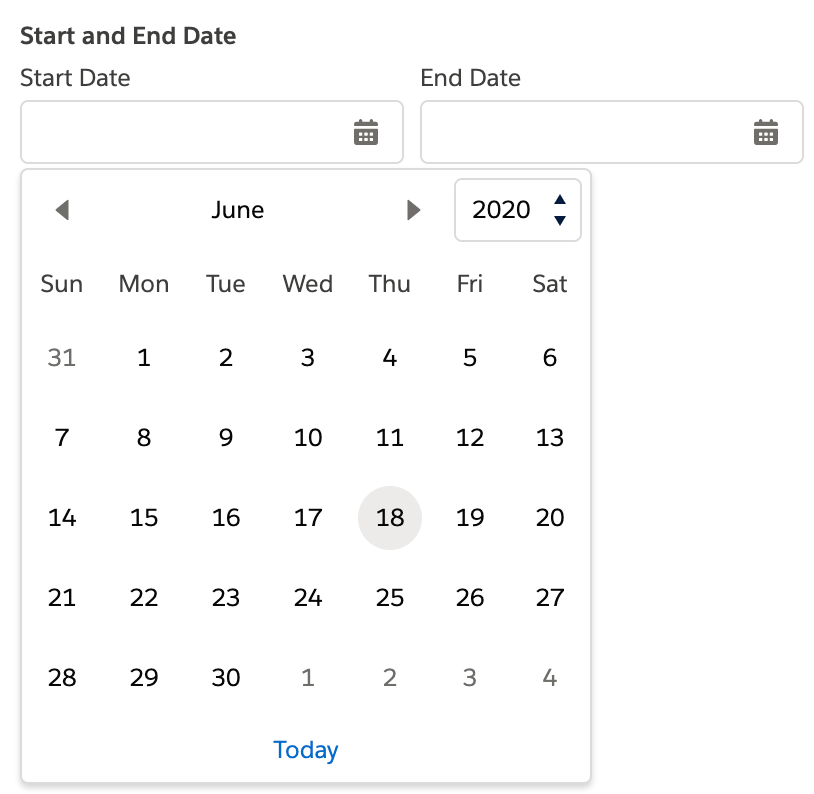 range concept on a Datepicker component in Lightning Design System.