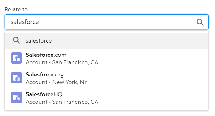 autocomplete concept on a Popup component in Lightning Design System.