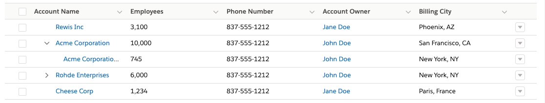 expandable concept on a Table component in Lightning Design System.
