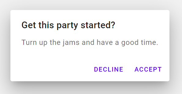 basic concept on a Dialog component in Material Components Web.