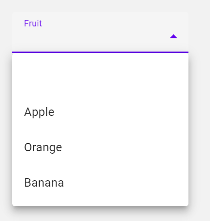 select concept on a Popup component in Material Components Web.