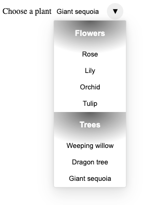 The rendering of a select element with custom HTML content
