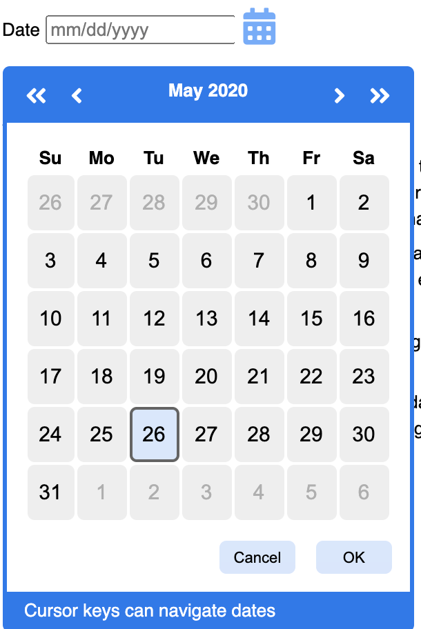 default concept on a Datepicker component in WAI-ARIA.